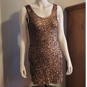 Amber Blue Gold Sequin Party Dress Small Slip Bodycon Cocktail Prom Holiday Sexy